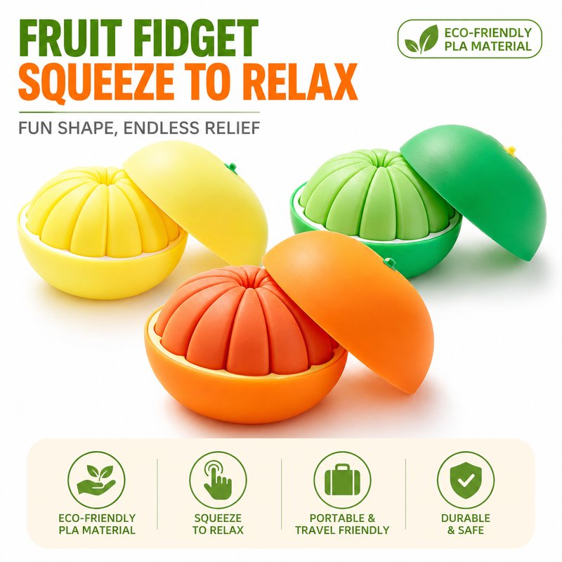 3D Printed Simulation Mandarin Orange Toy - Fruit Model Transformable Sphere Creative Craft Desk Ornament Gift