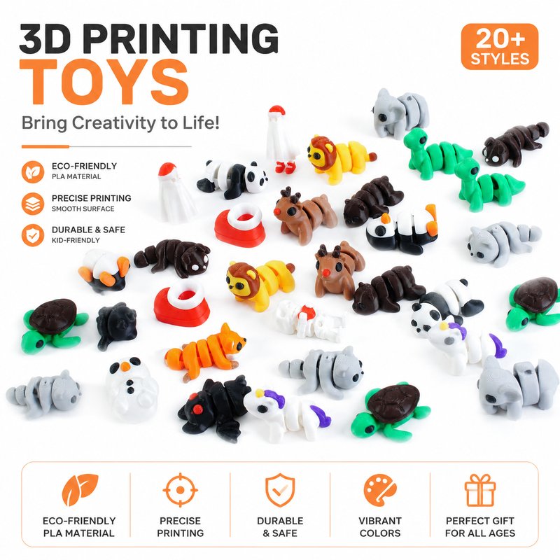 3D Printed Cartoon Animals Pet Figurine - Festive Hot-Selling Miniature Landscape Aquarium Decor Collectible Toy