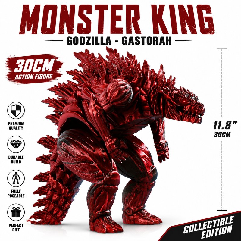 3D Printed Muscle Godzilla Toy - Buff Monster Articulated Action Figure Creative Model Desk Ornament Gift