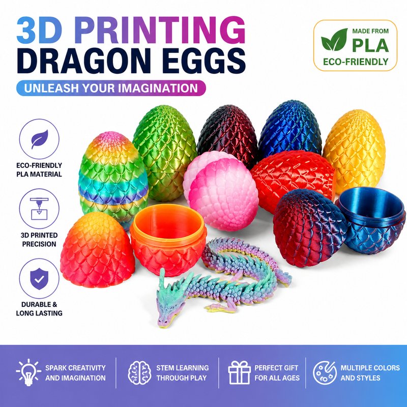 Hot-Selling 3D Printed Chinese Dragon Egg Set - Eco-Friendly Collectible Action Figure Craft Gift Wholesale